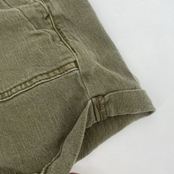 American Eagle Size 8 Olive Stretch Denim Utility Tomgirl Drawstring Shorts - Picture 8 of 16